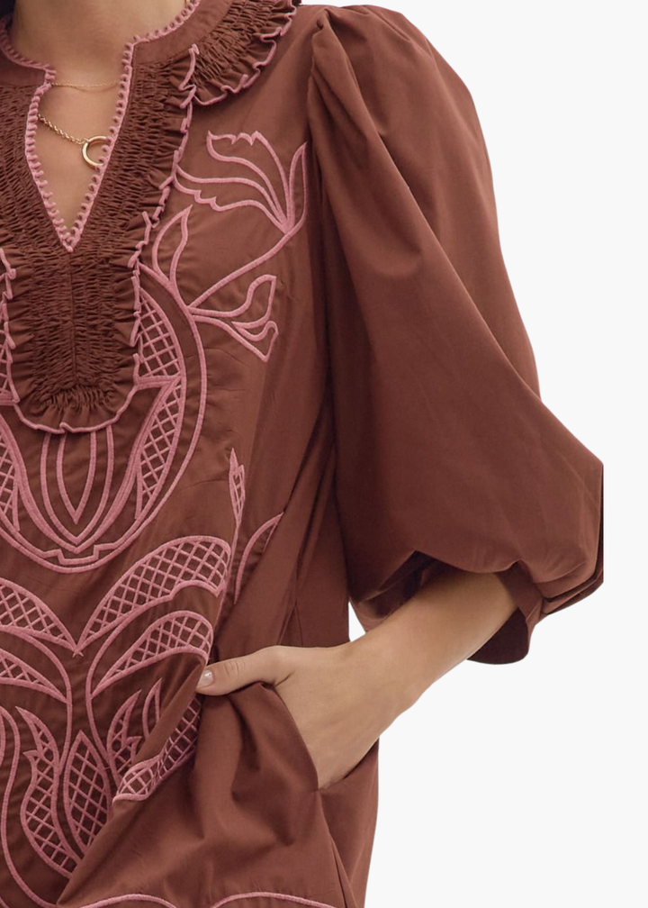 Newberry Mini Dress in Chocolate