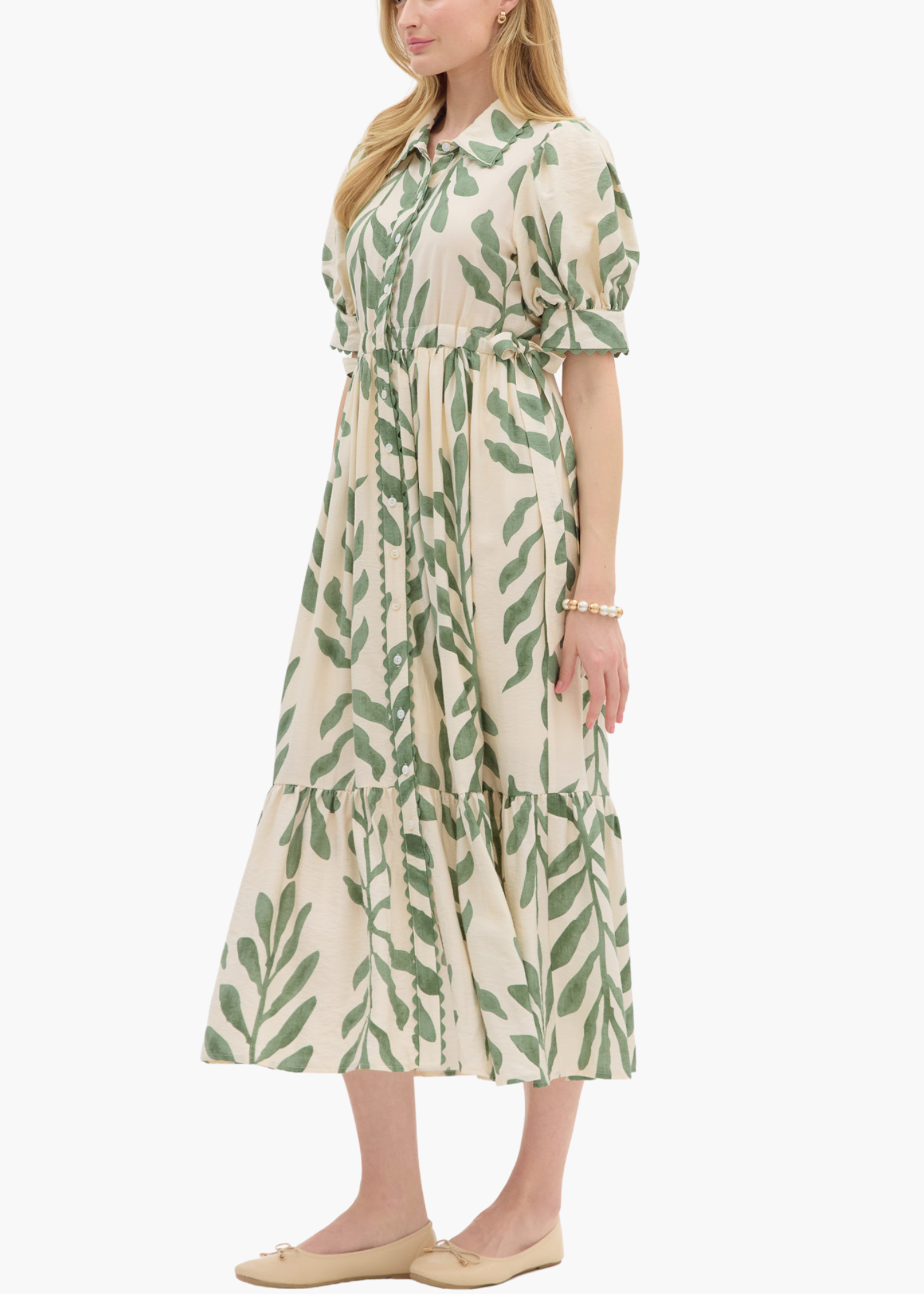 Palm Midi Dress in Olive