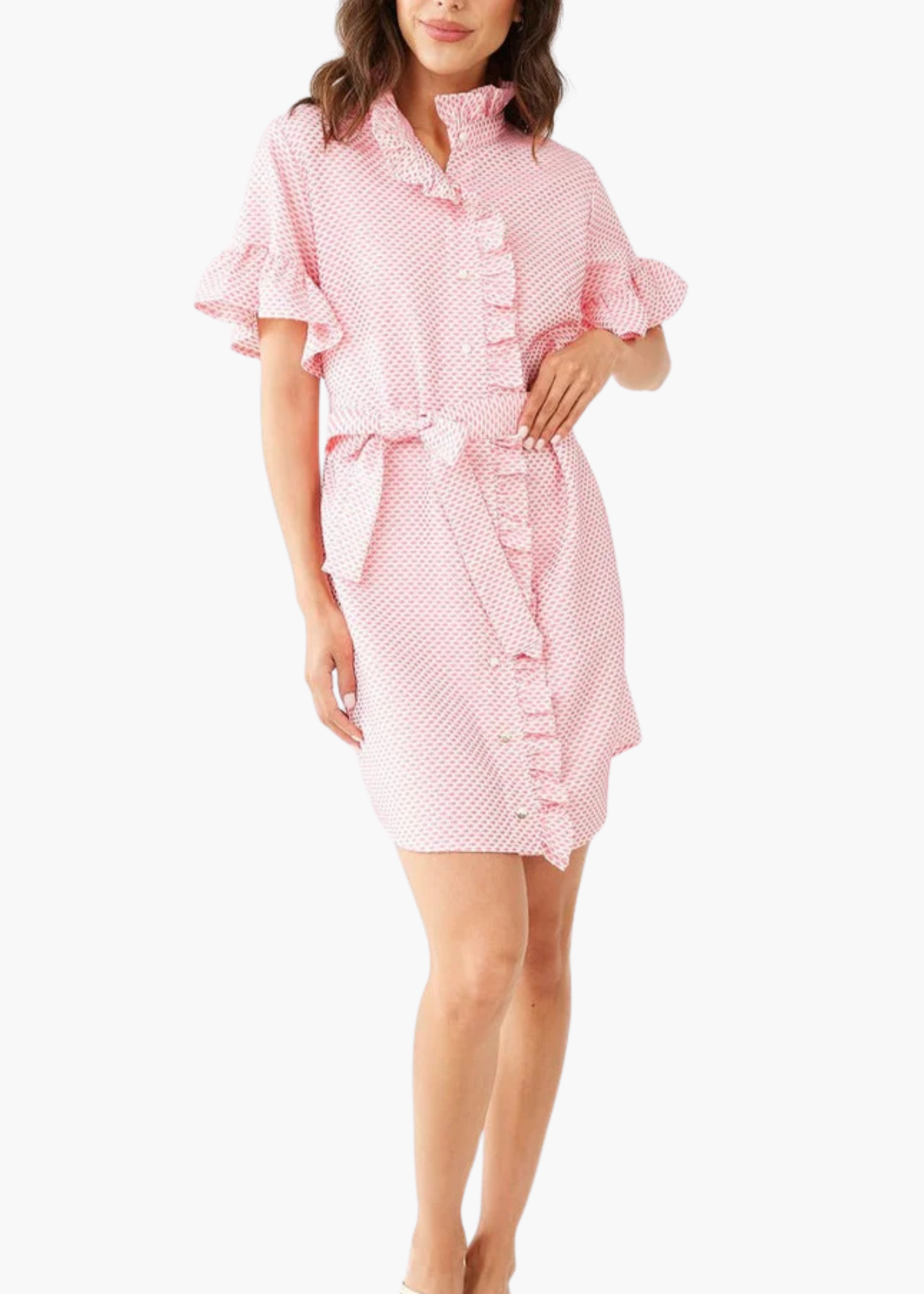 Katie Dress Salmon Tufted Cotton