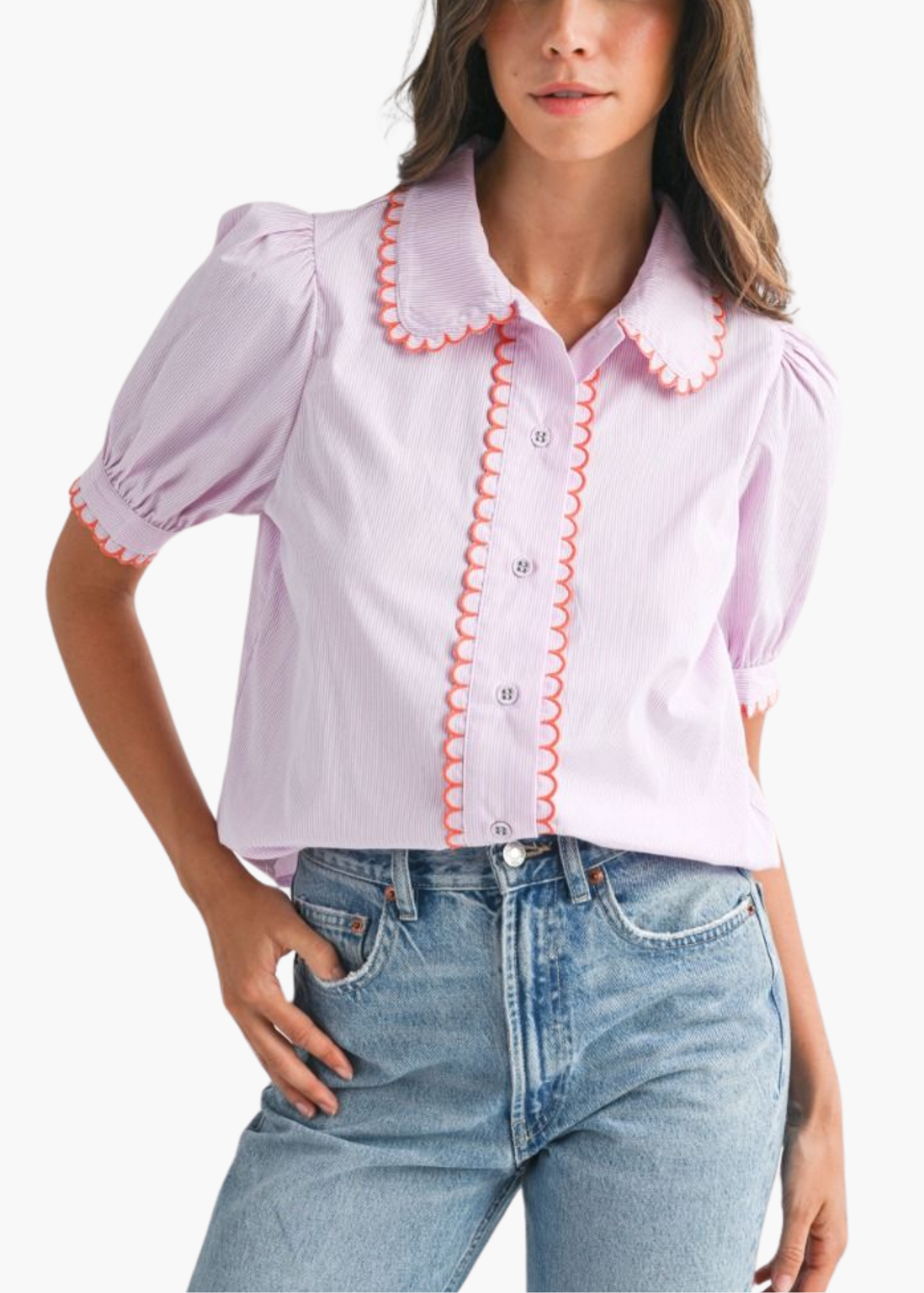 ANDMARY Lilia lace tops pink F（TOPS）