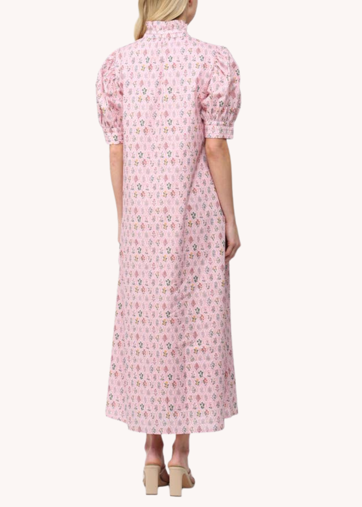 Eliza Cotton Midi Dress in Light Pink