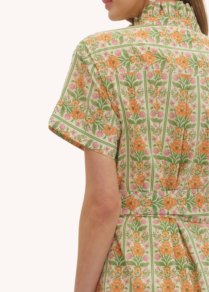 Hallie Midi Shirt Dress in Orange