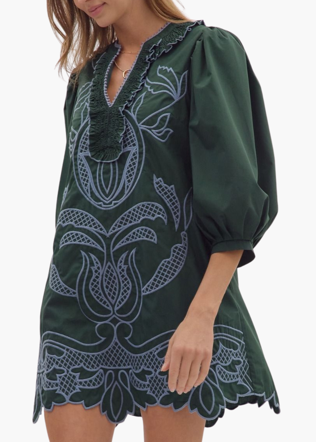 Newberry Mini Dress in Hunter Green