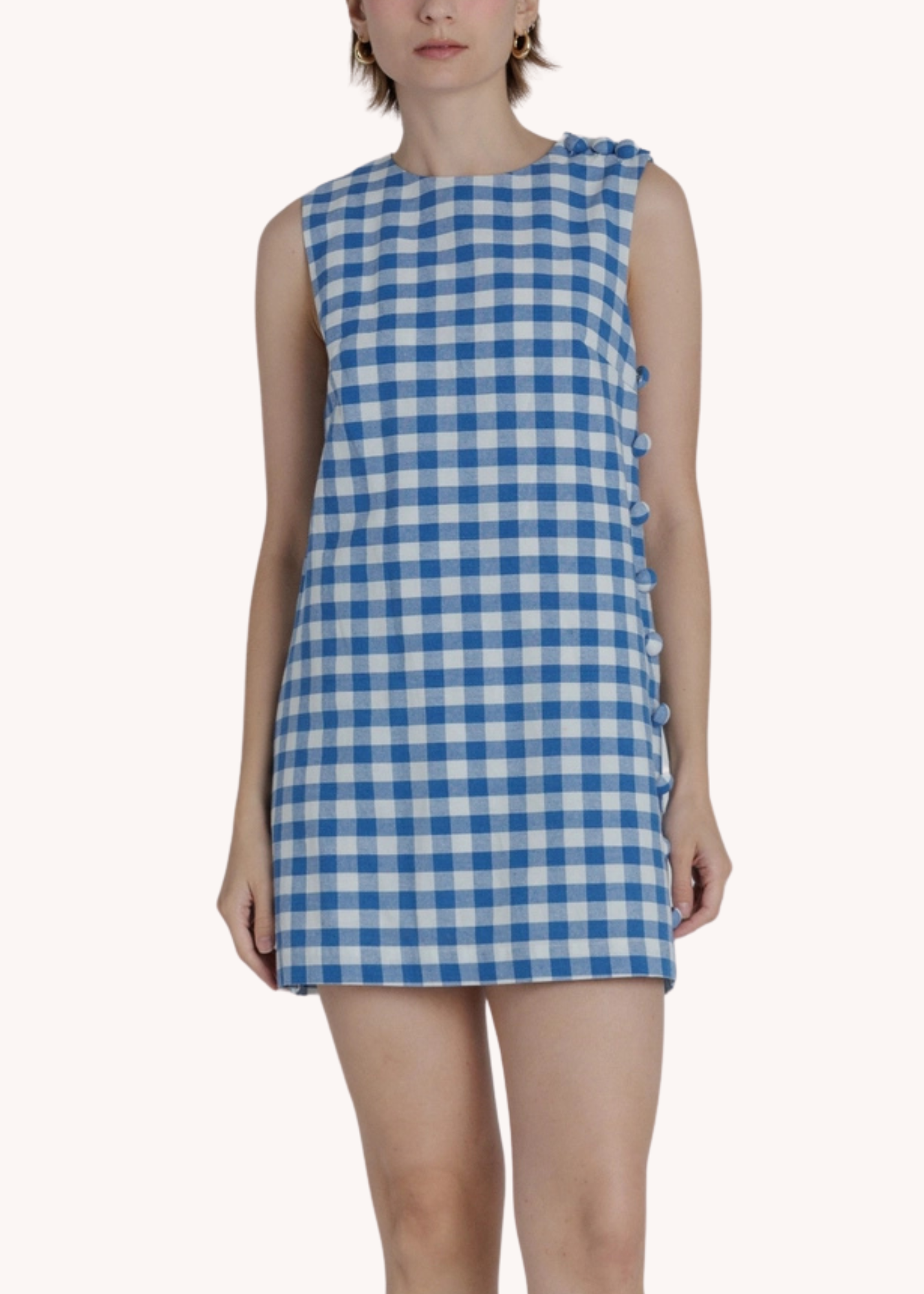 Sadie Mini Shift Dress in Blue Gingham