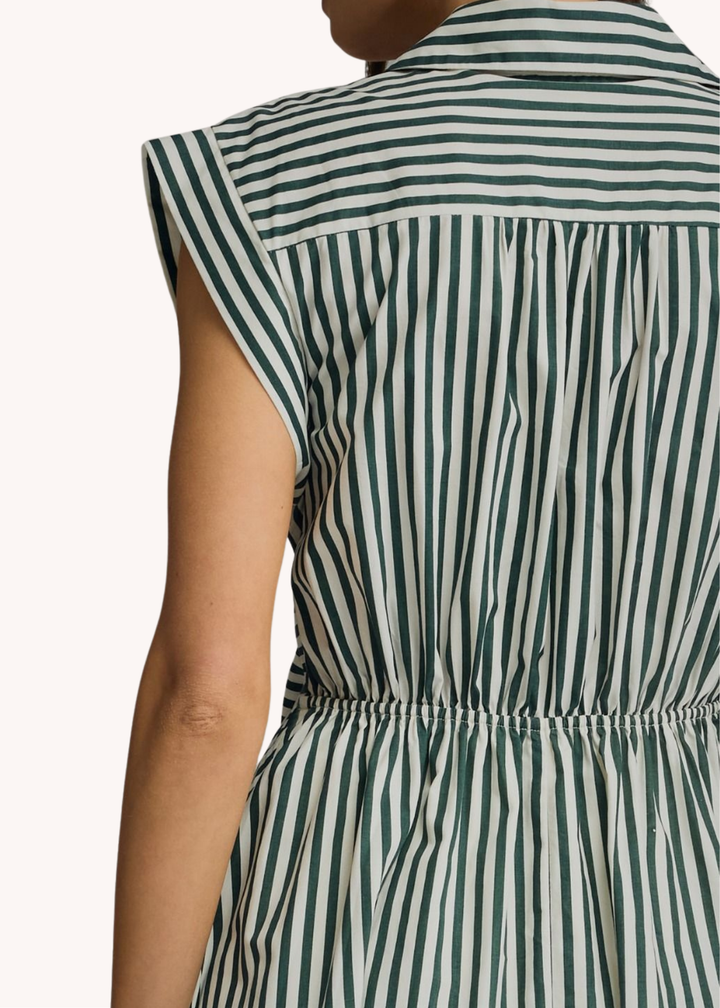 Callahan Cotton Midi Shirt Dress in Hunter Green