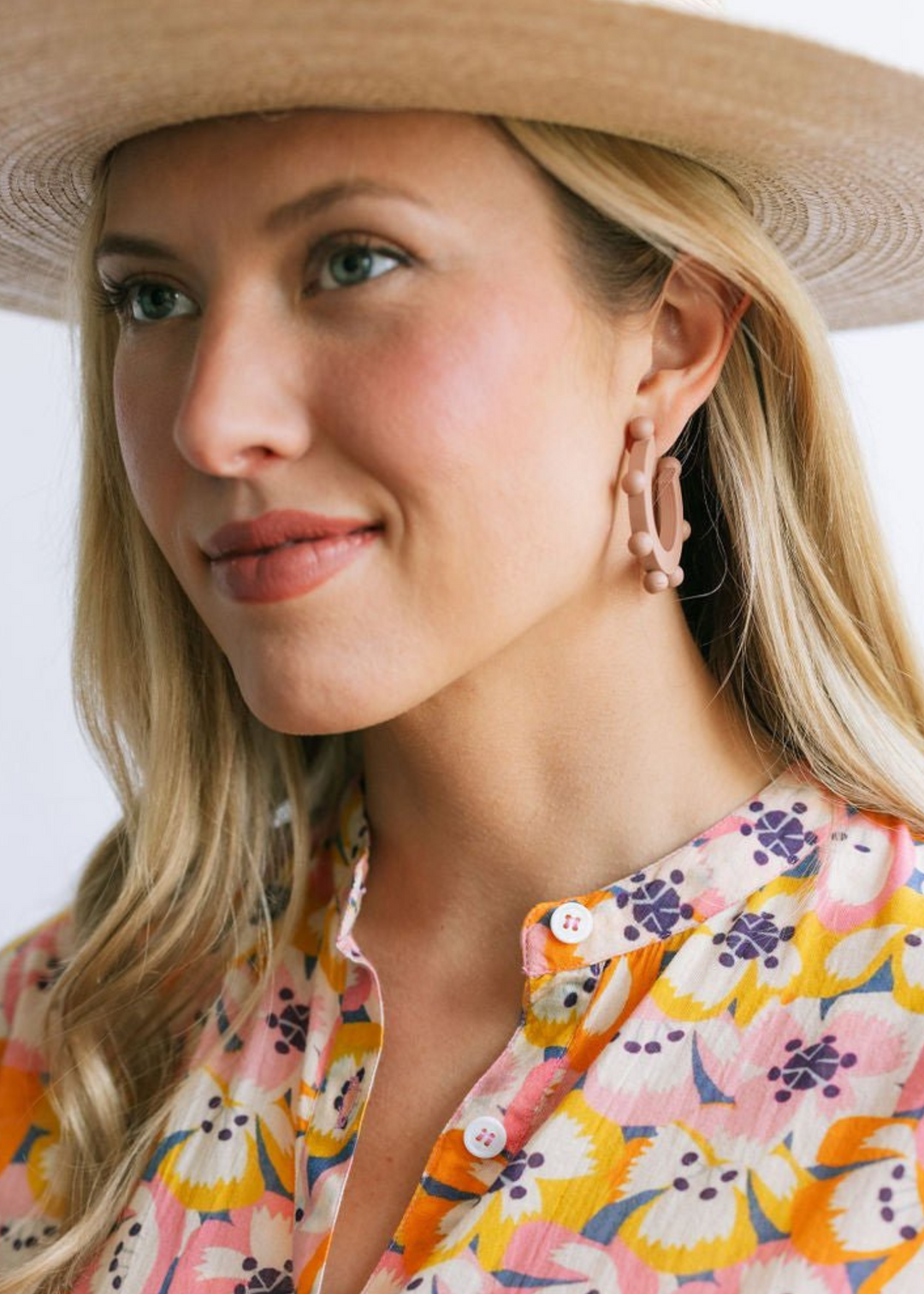 Dusty Rose Bead Hoops