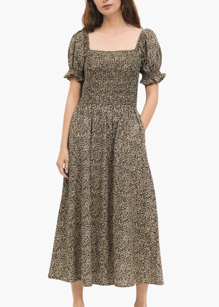 Harleen Smocked Midi Dress