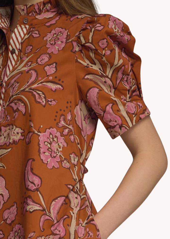 Abigail Mini Dress in Rust