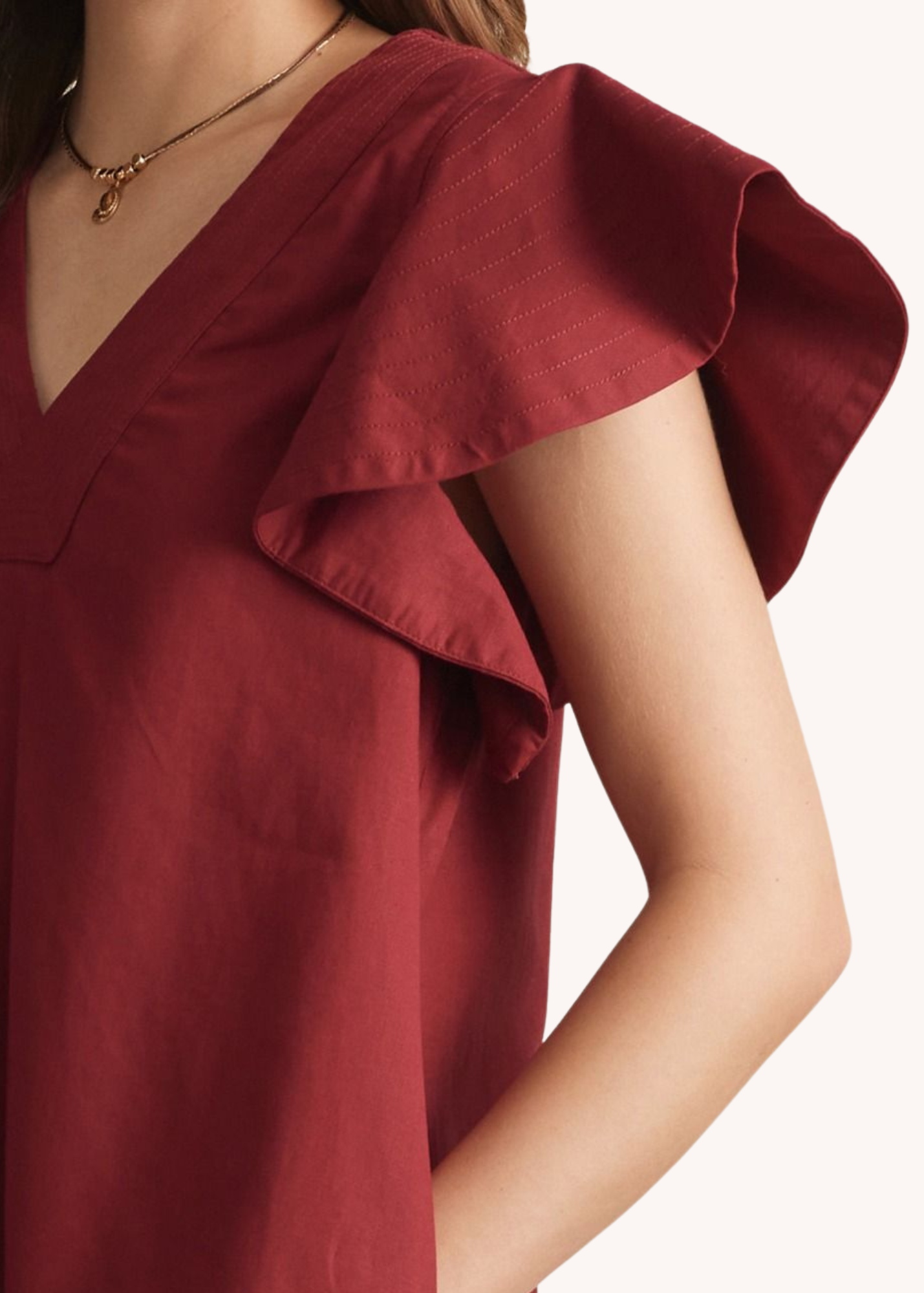 Lola Flutter Sleeve Dress in Burgundy