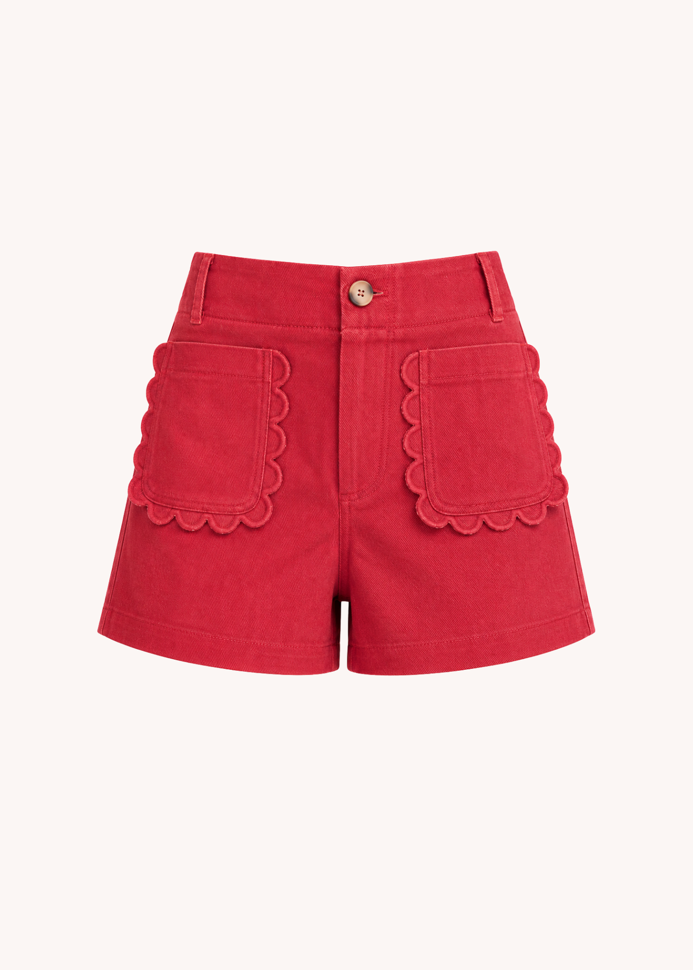 Colette Scalloped Shorts in Red