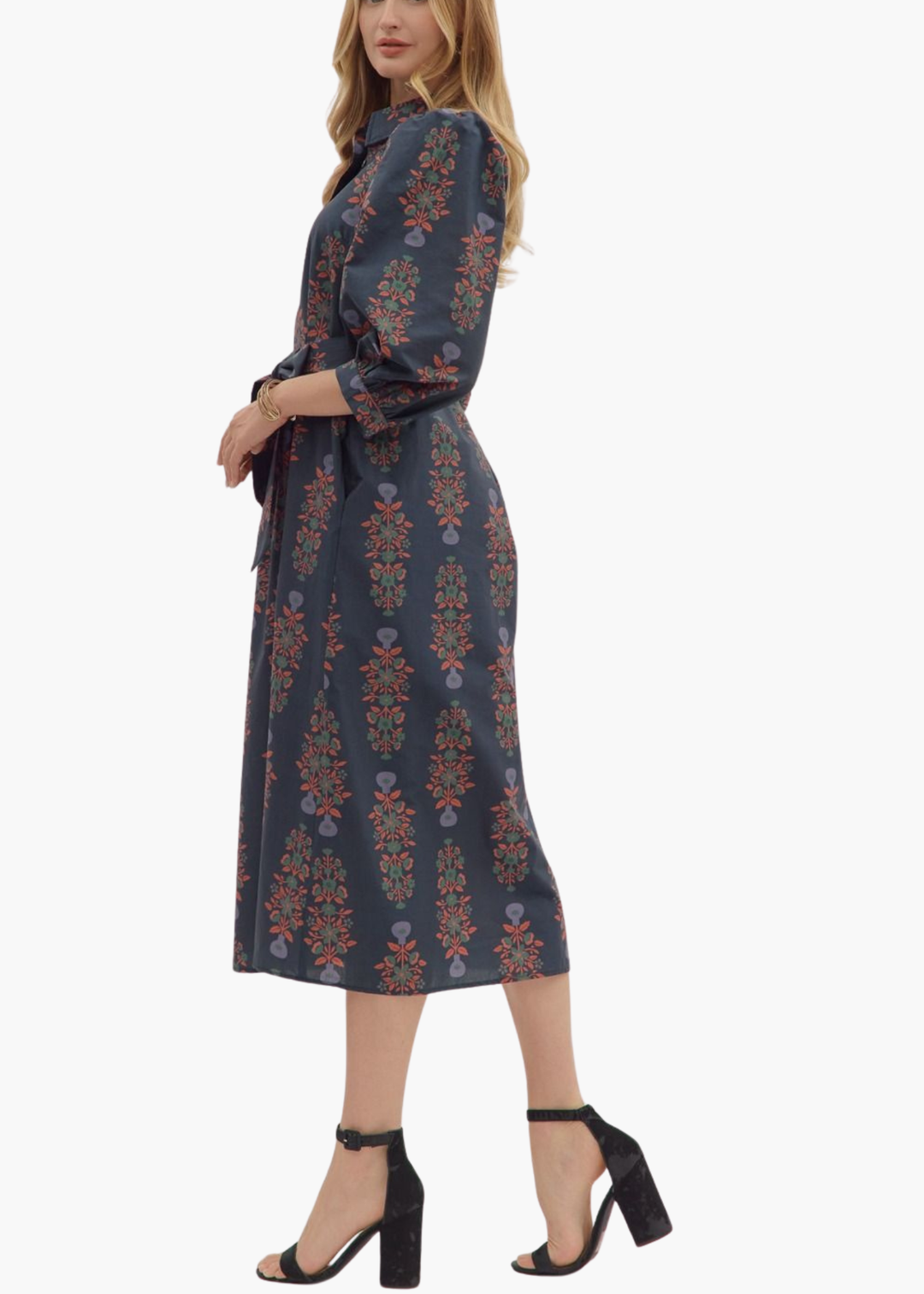 Rory Midi Dress in Navy