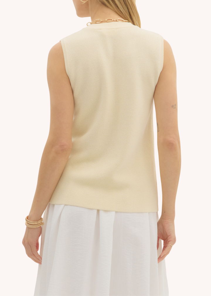 Tiegan Sleeveless Vest in Ivory