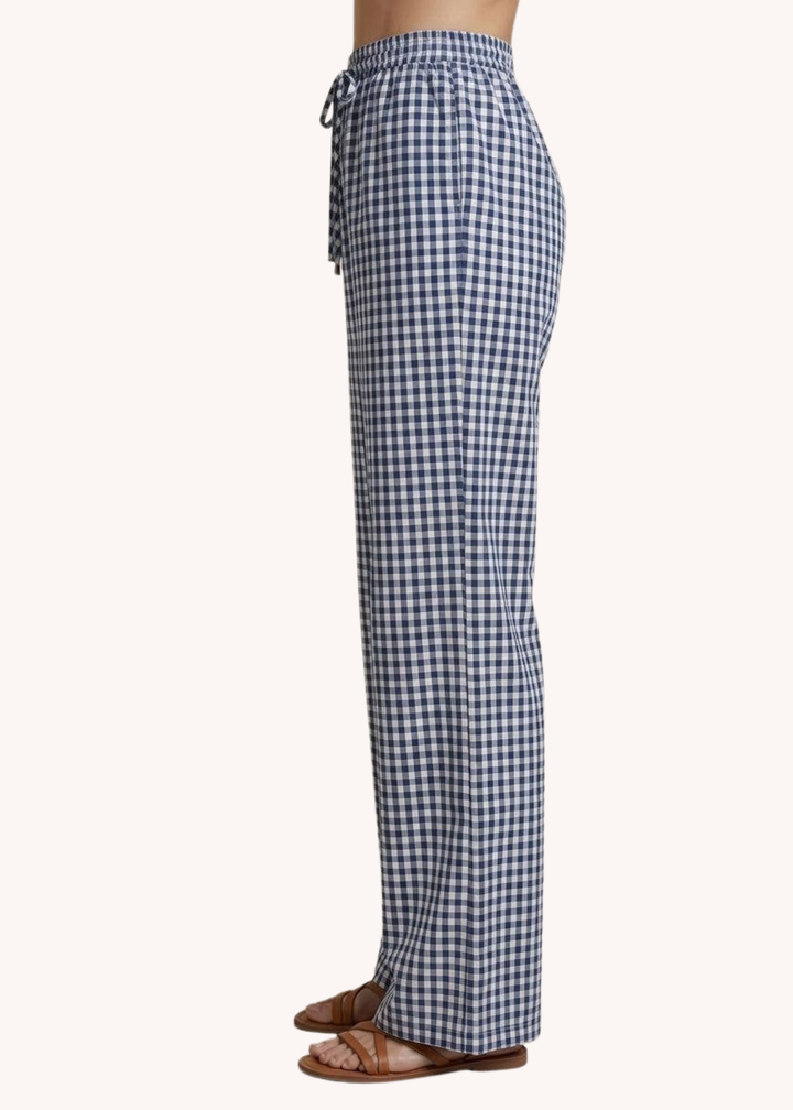 Lee Drawstring Pants in Navy Gingham
