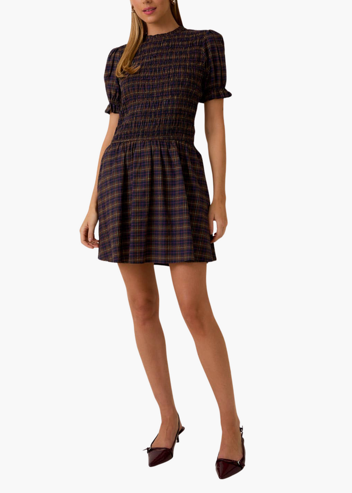 Laura Midi Dress in Fall Plaid