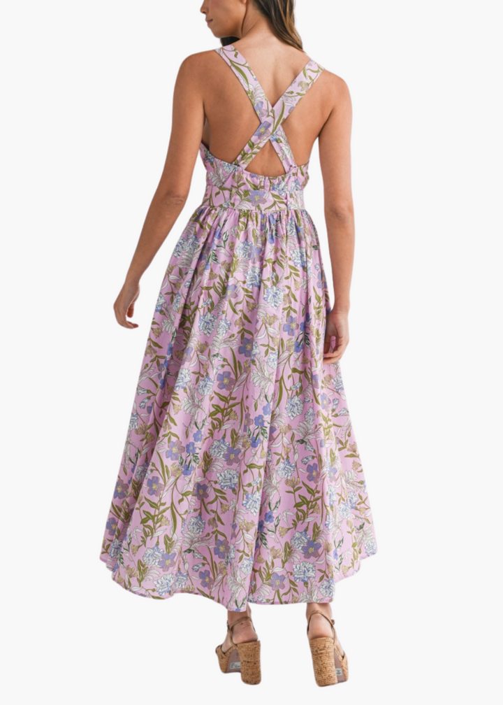 Liz Midi Dress in Pink Lavender