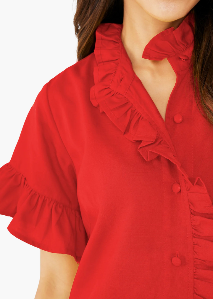 Katie Dress Red Linen