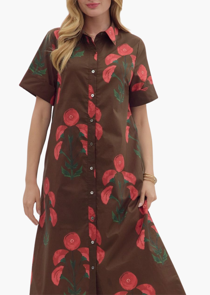 Lori Midi Dress in Brown