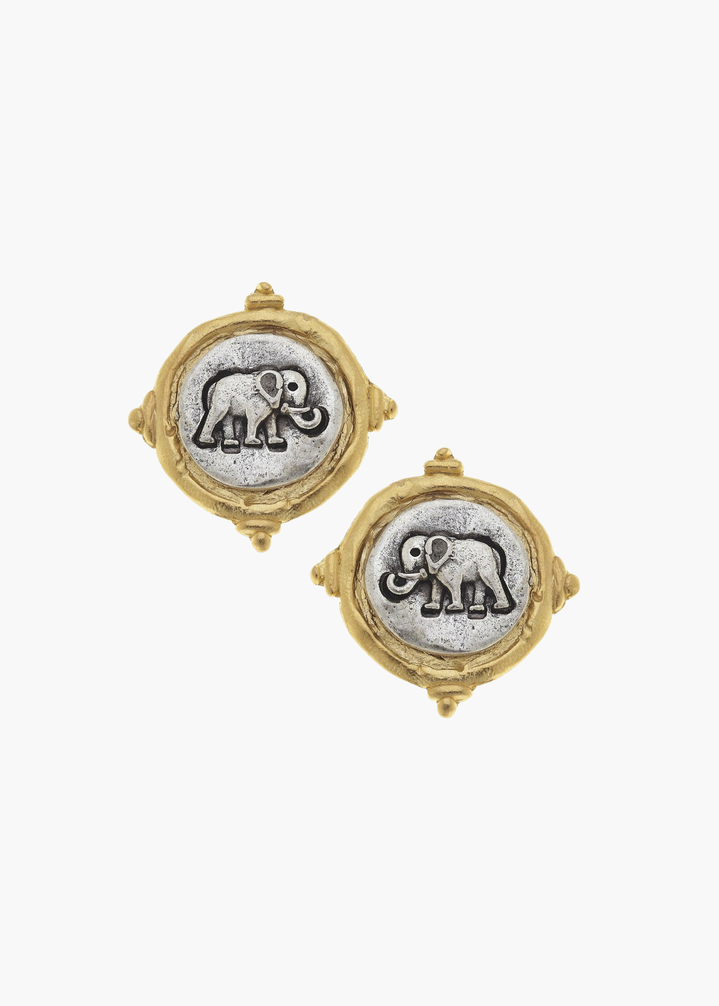 Mixed Metal Elephant Intaglio Studs