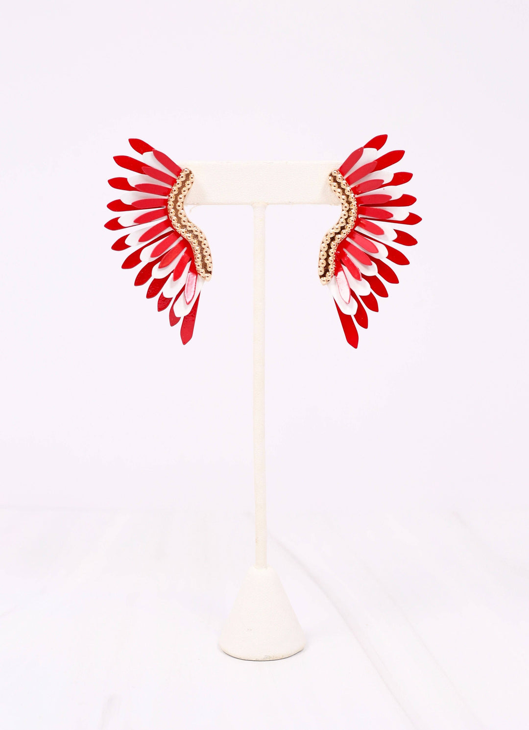 Farrell Metal Fan Earring in Red