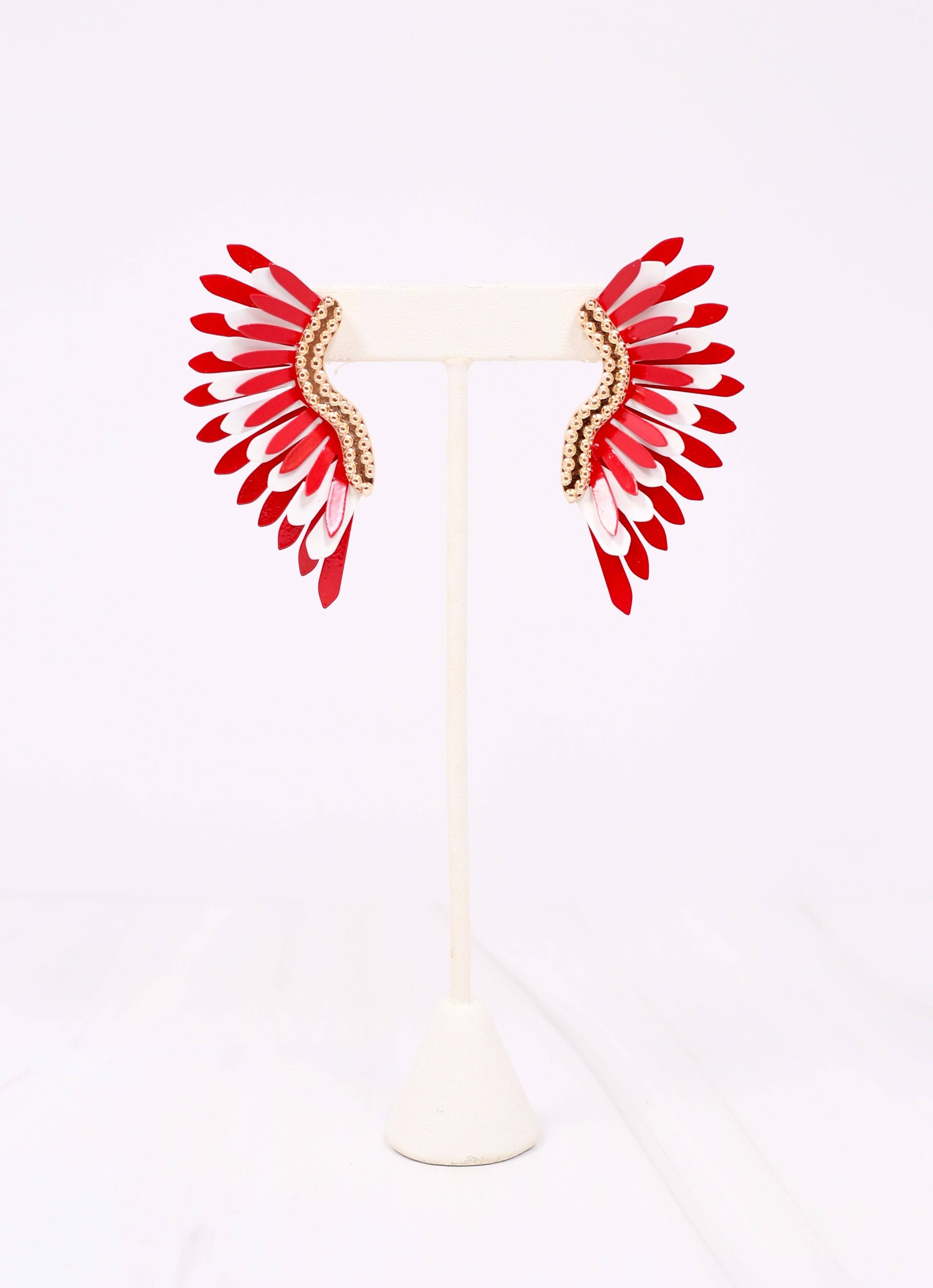 Farrell Metal Fan Earring in Red