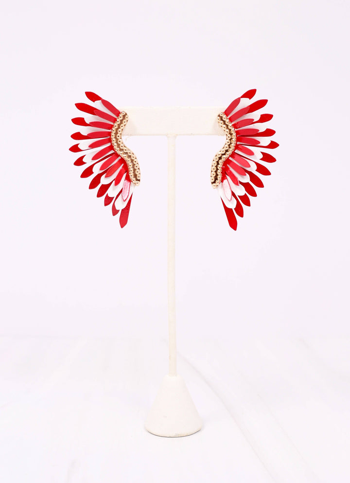 Farrell Metal Fan Earring in Red