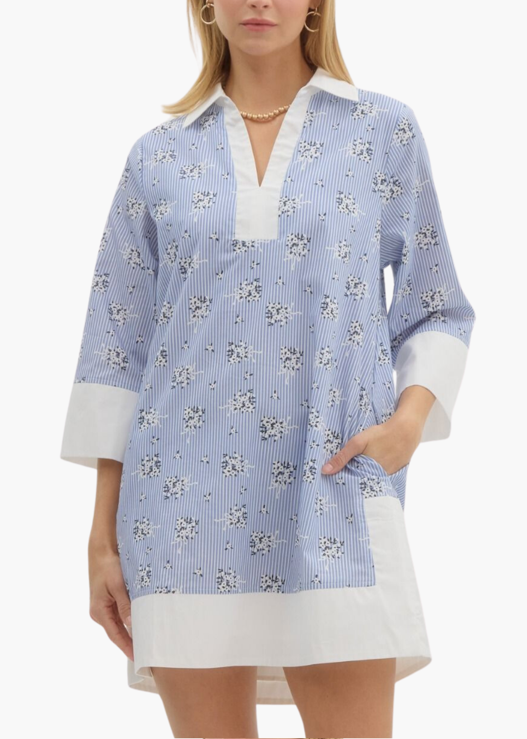 Sea Side Mini Dress in Blue