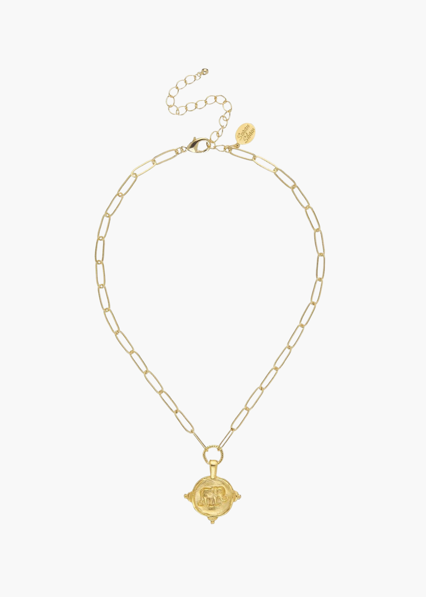 Elephant Intaglio Paperclip Necklace