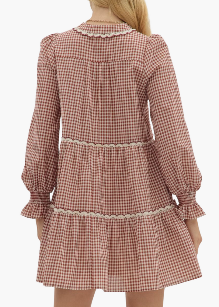 Harriet Mini Dress in Burgundy