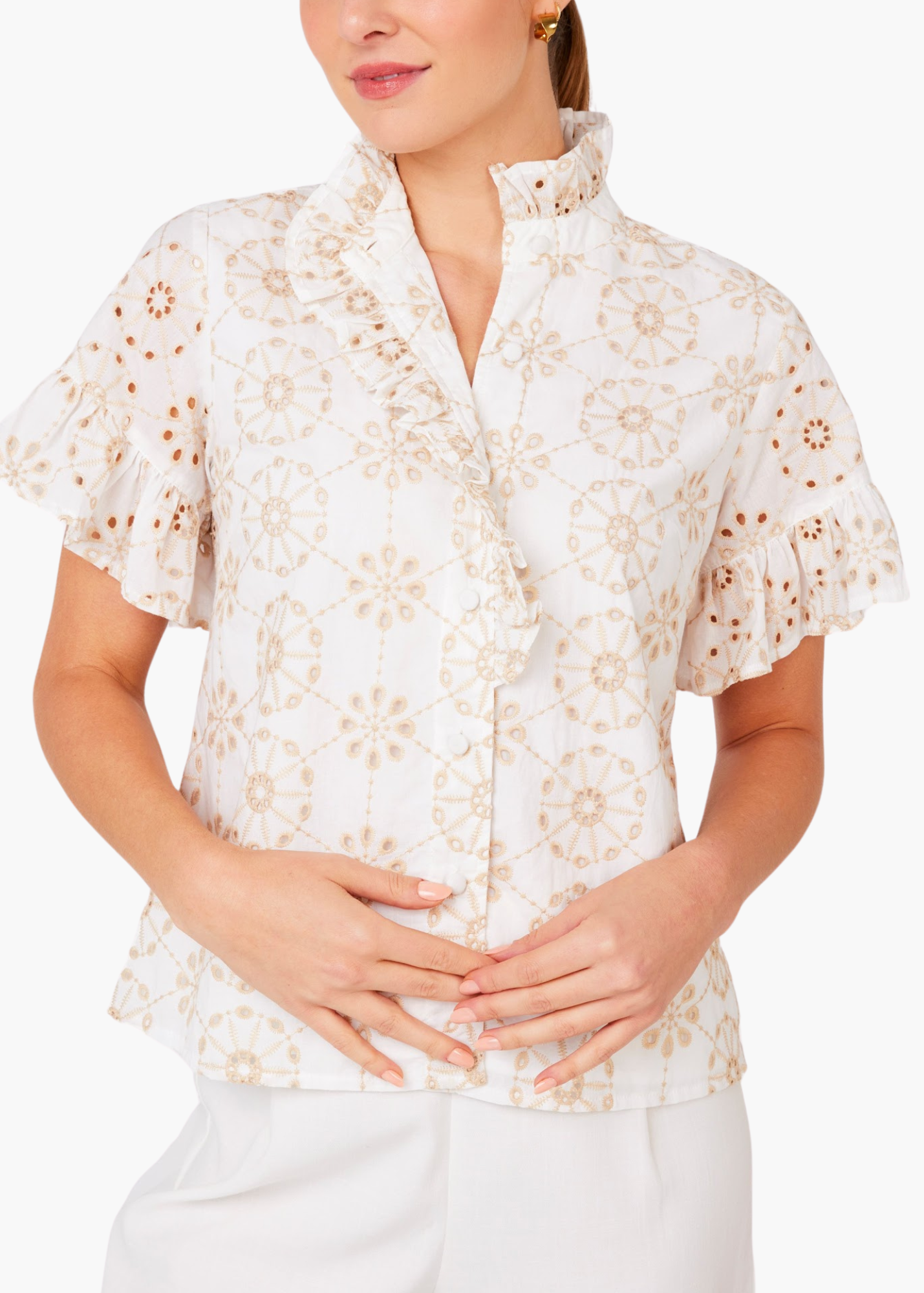 Sadie Top White Medallion Eyelet