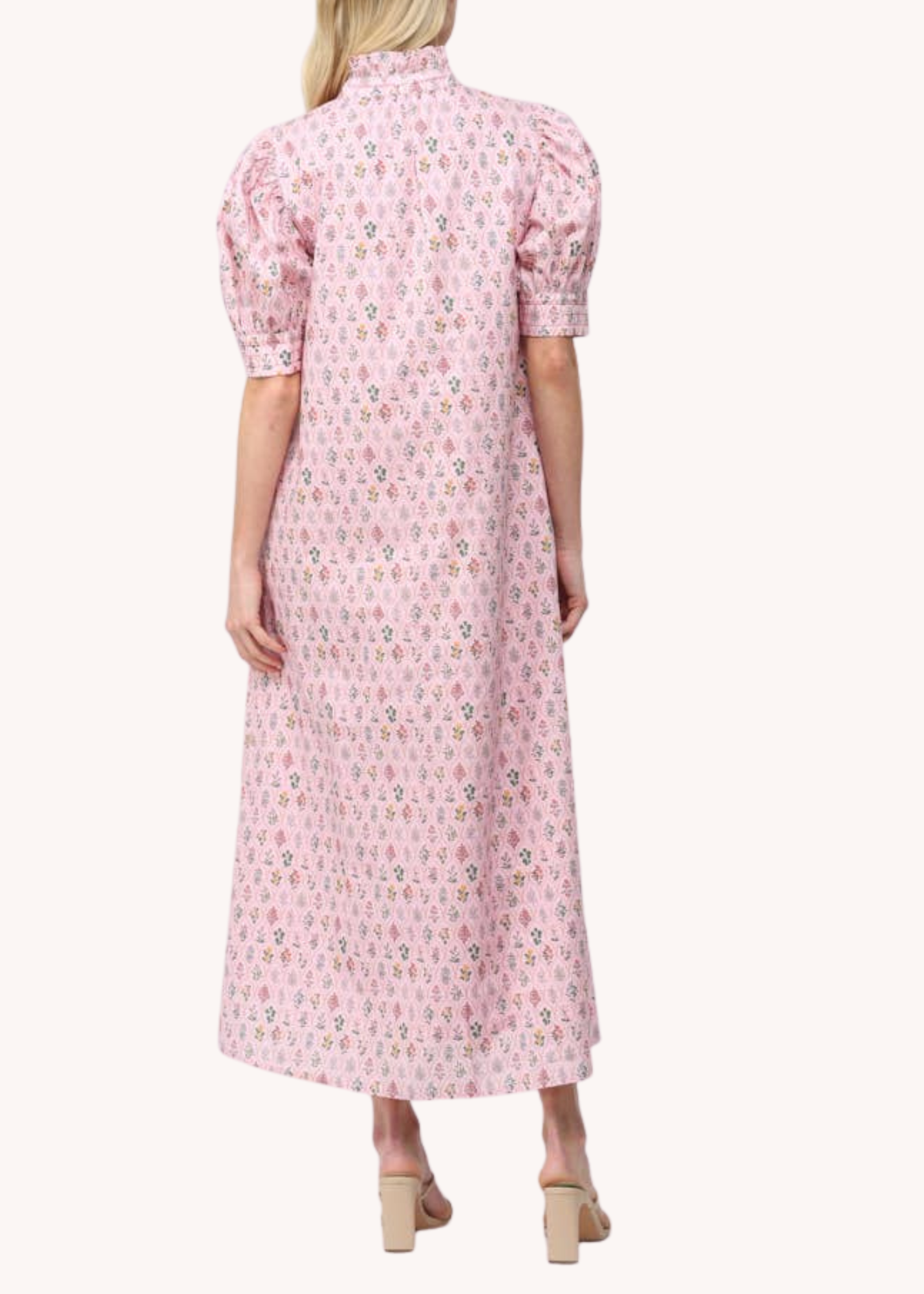 Eliza Cotton Midi Dress in Light Pink