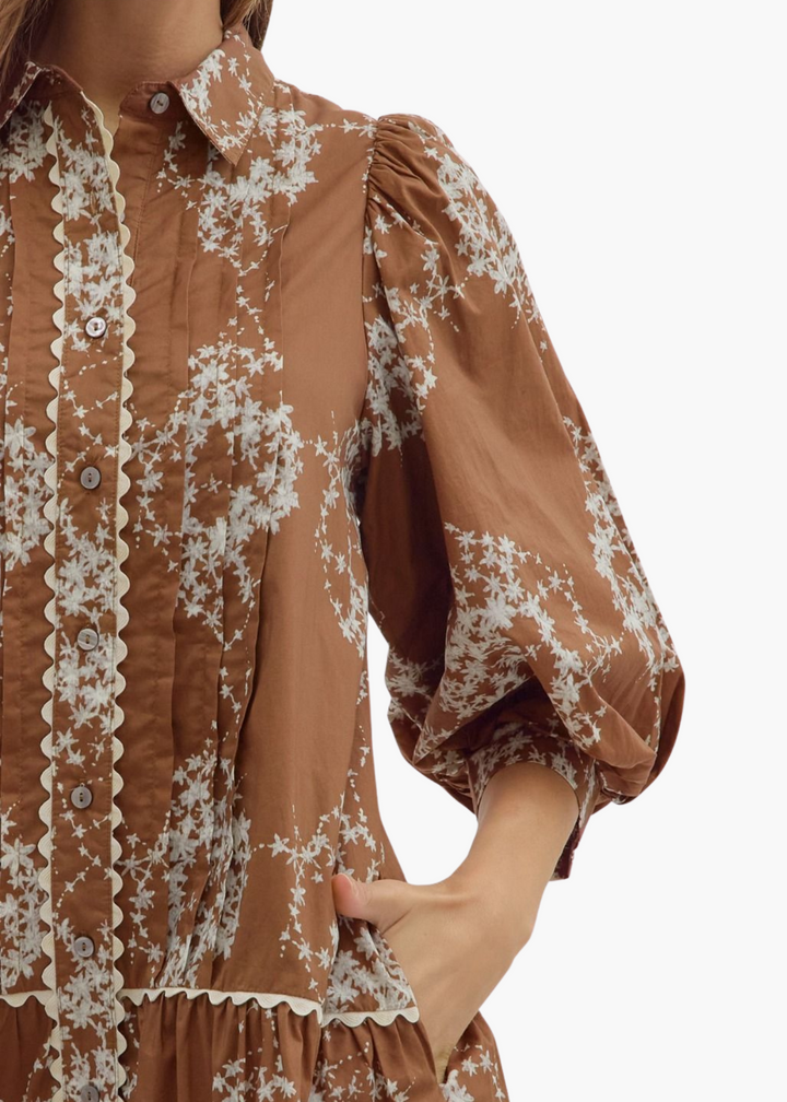 Marion Mini Dress in Brown