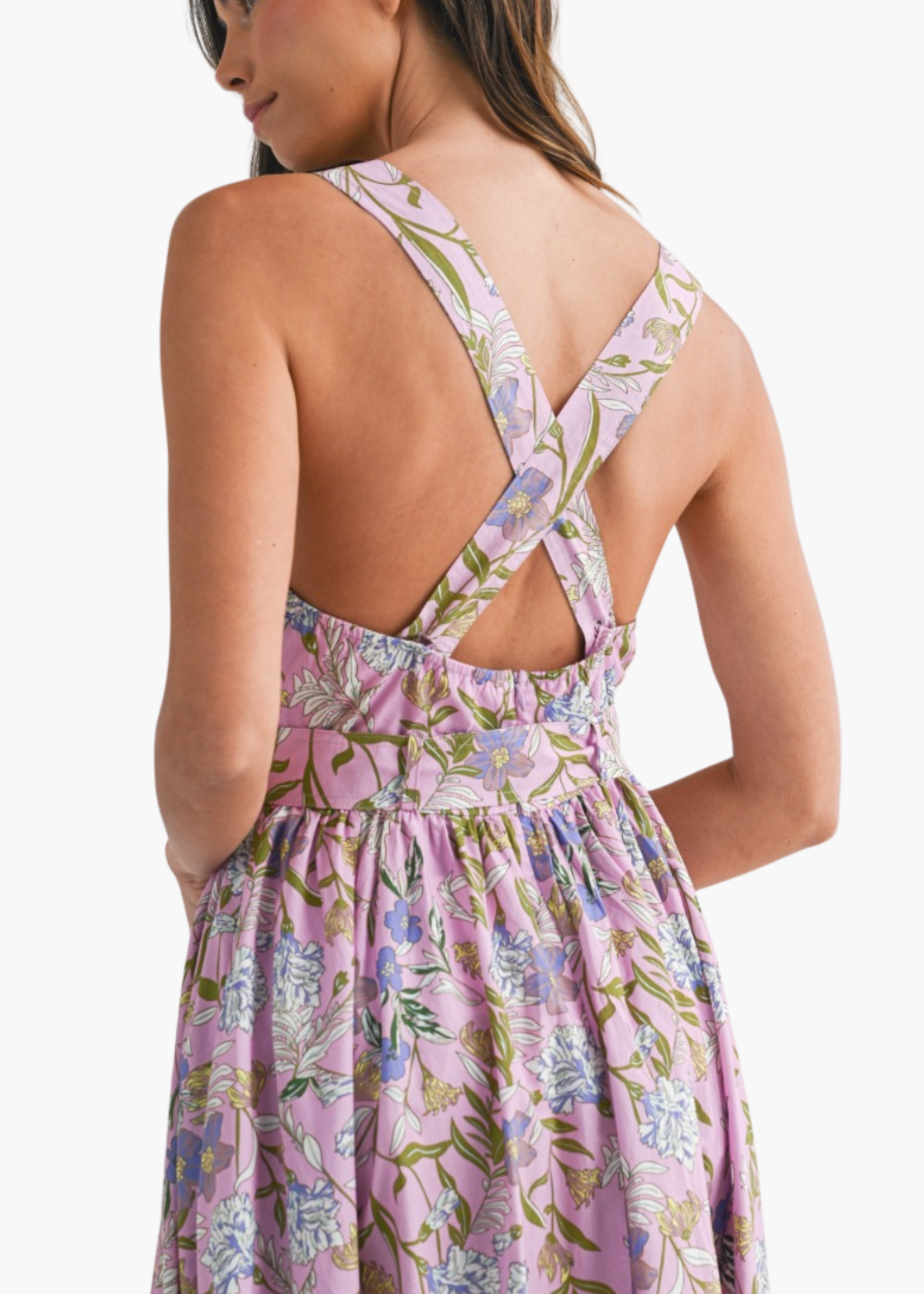 Liz Midi Dress in Pink Lavender