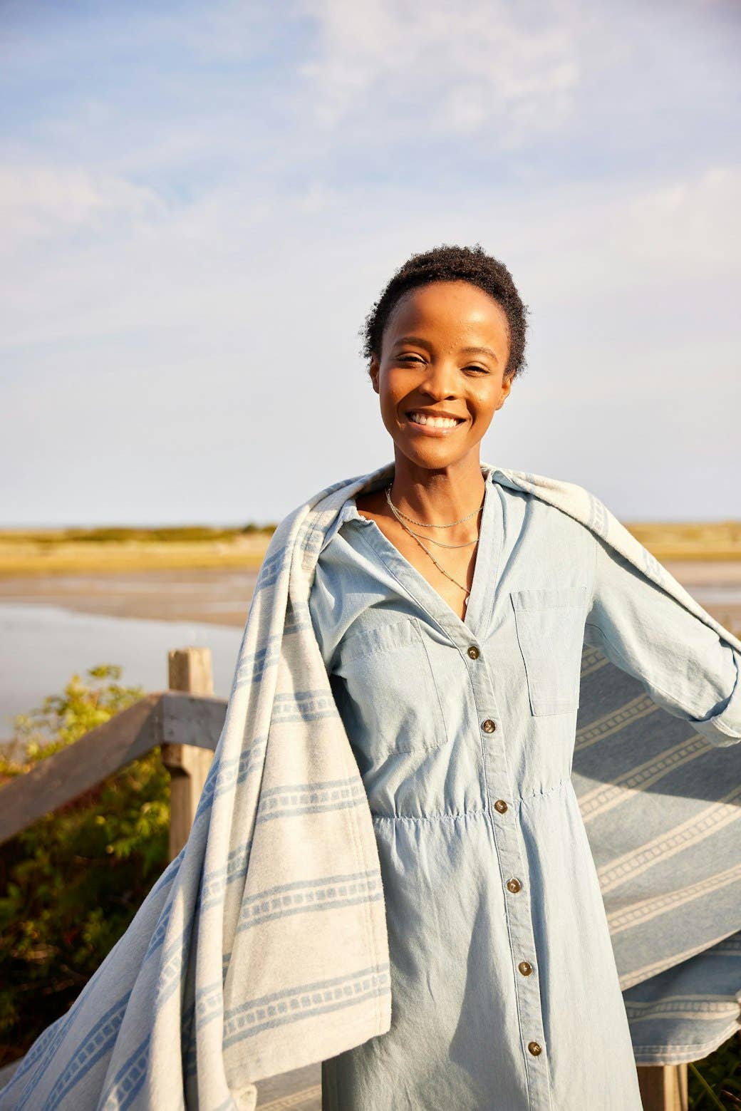 Chappy Wrap Lightweight Blanket in Tile Stripe