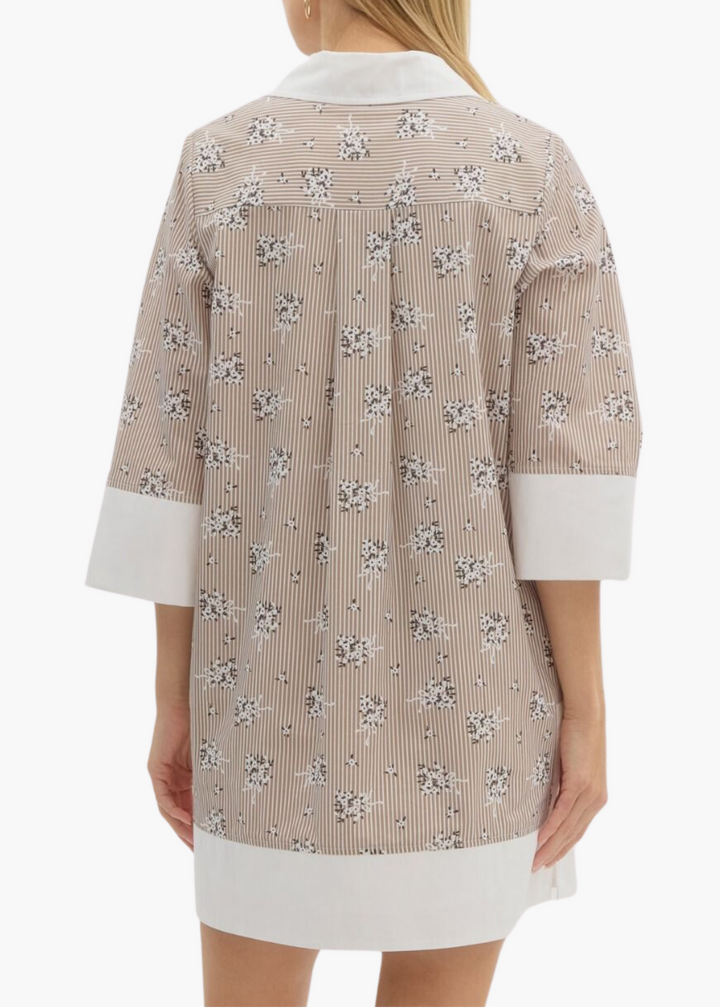 Sea Side Mini Dress in Latte