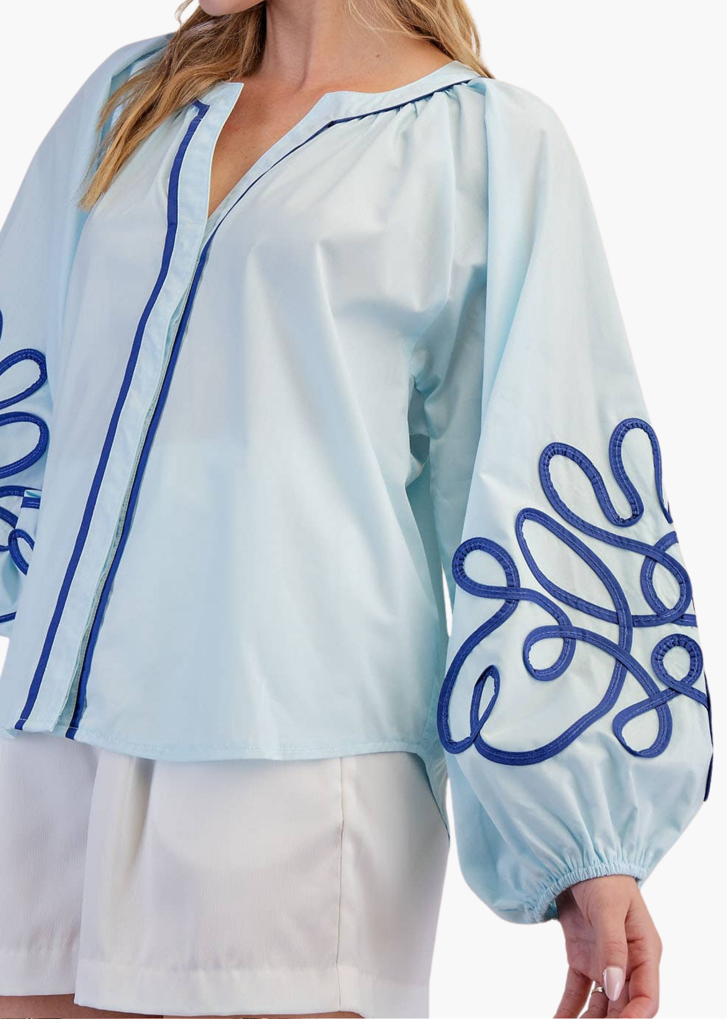 Mirabel Puff Sleeve Top in Light Blue