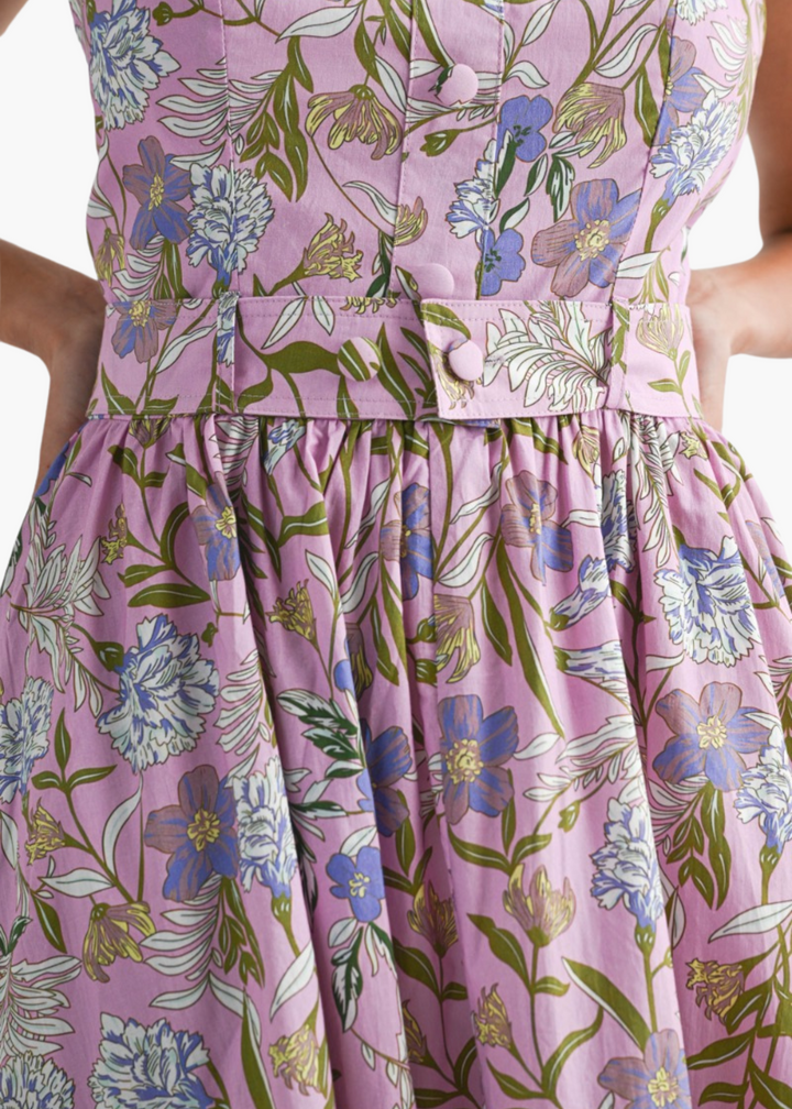 Liz Midi Dress in Pink Lavender