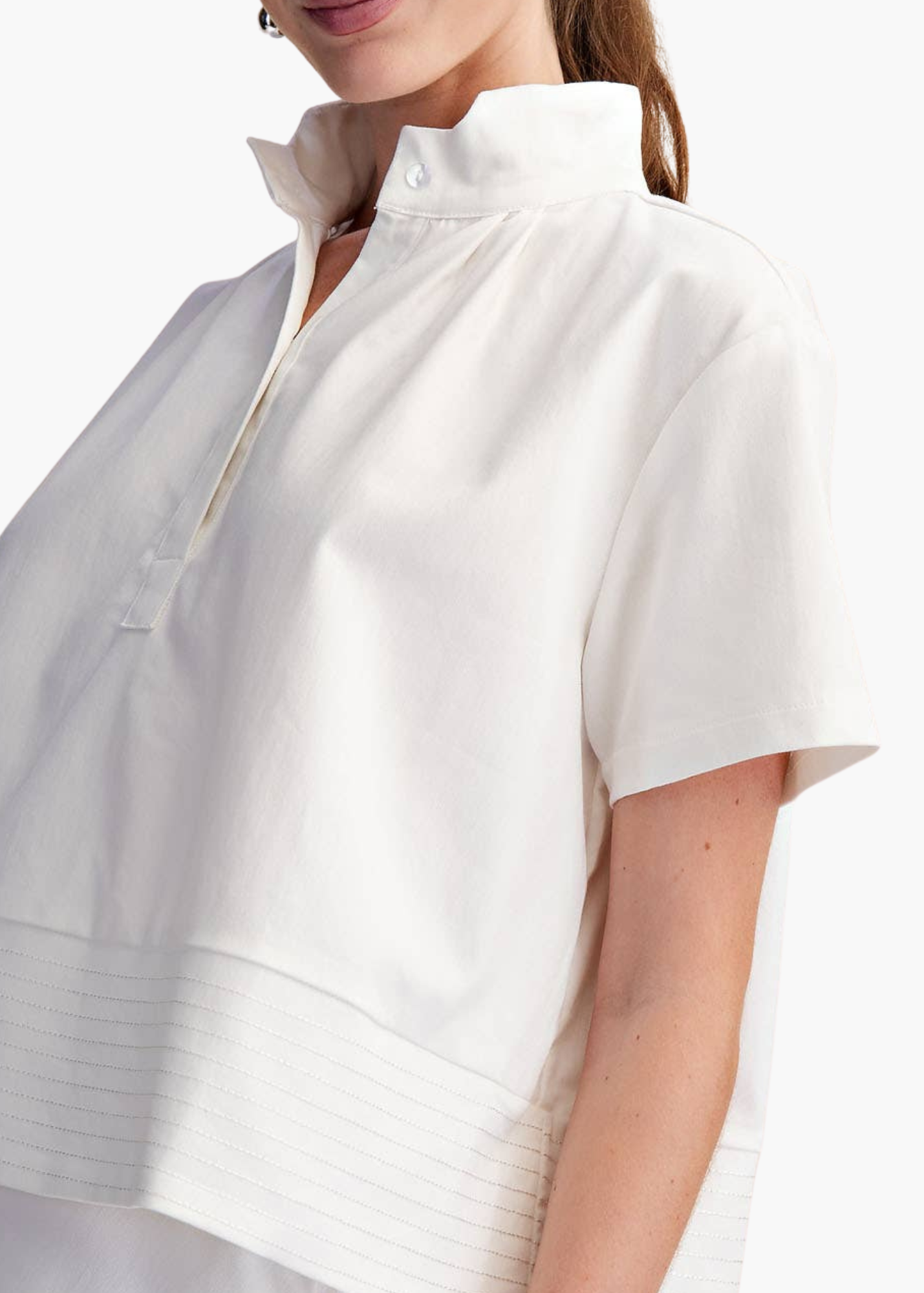 Chloe Stand Collar Top in White