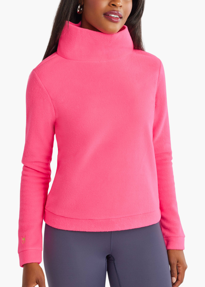 Park Slope Turtleneck in Vello Fleece (Neon Pink)