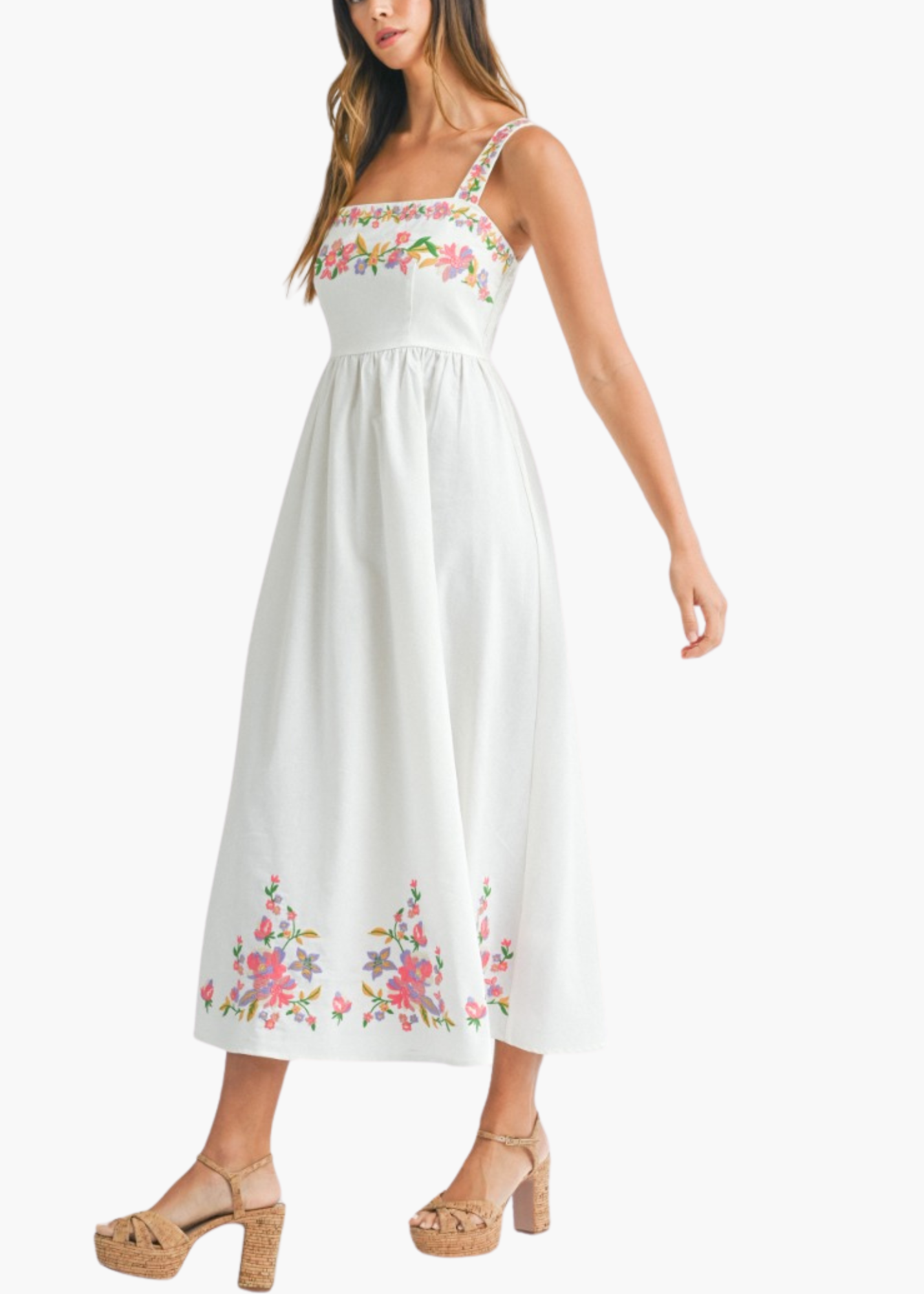 Mable Midi Dress in Off White