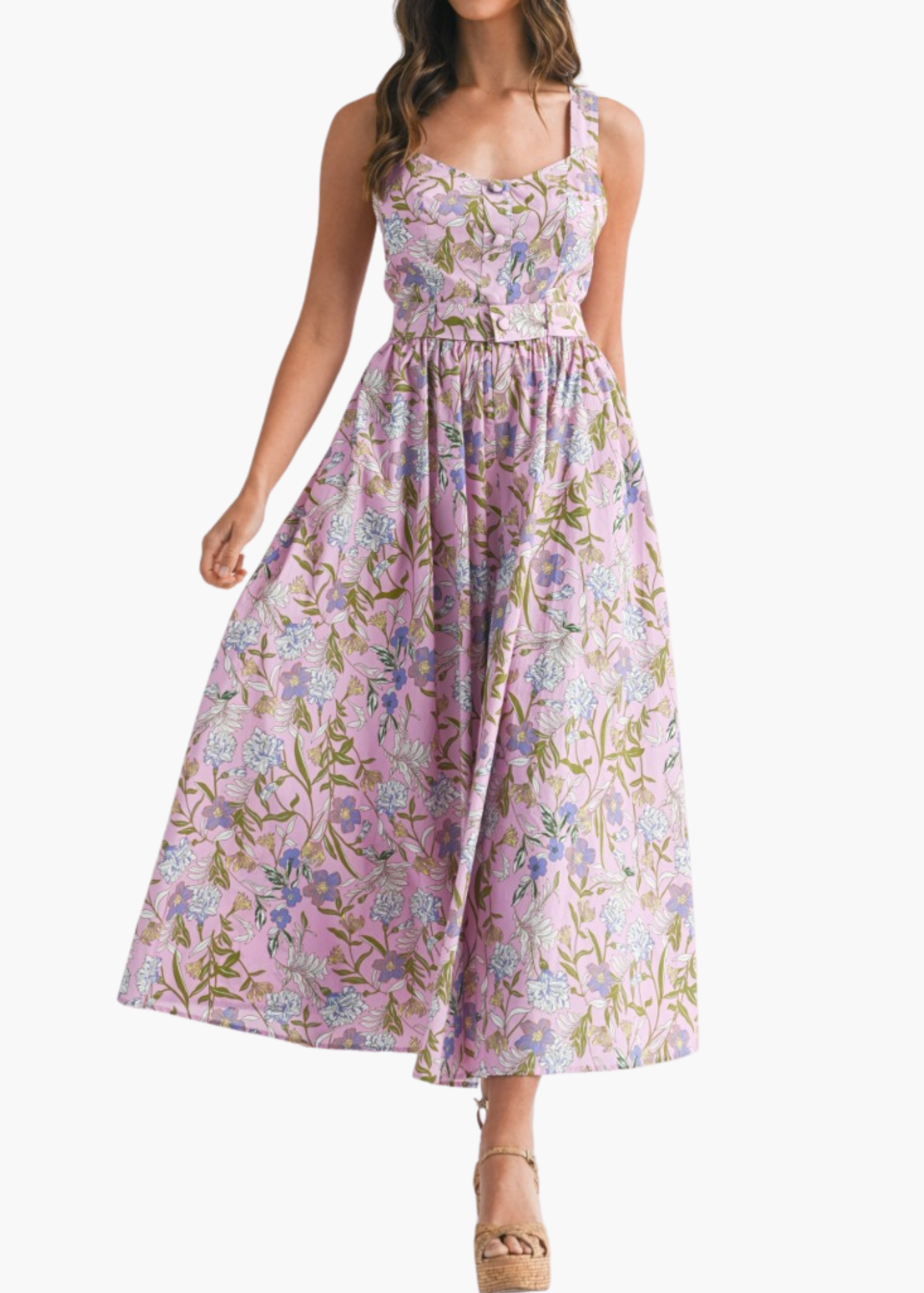 Liz Midi Dress in Pink Lavender