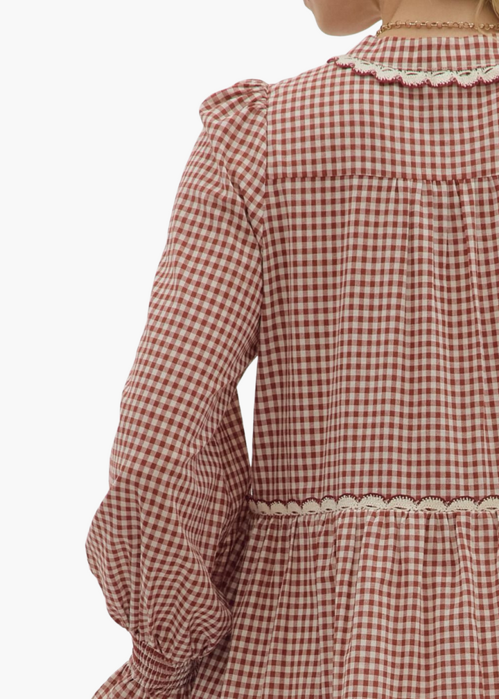 Harriet Mini Dress in Burgundy