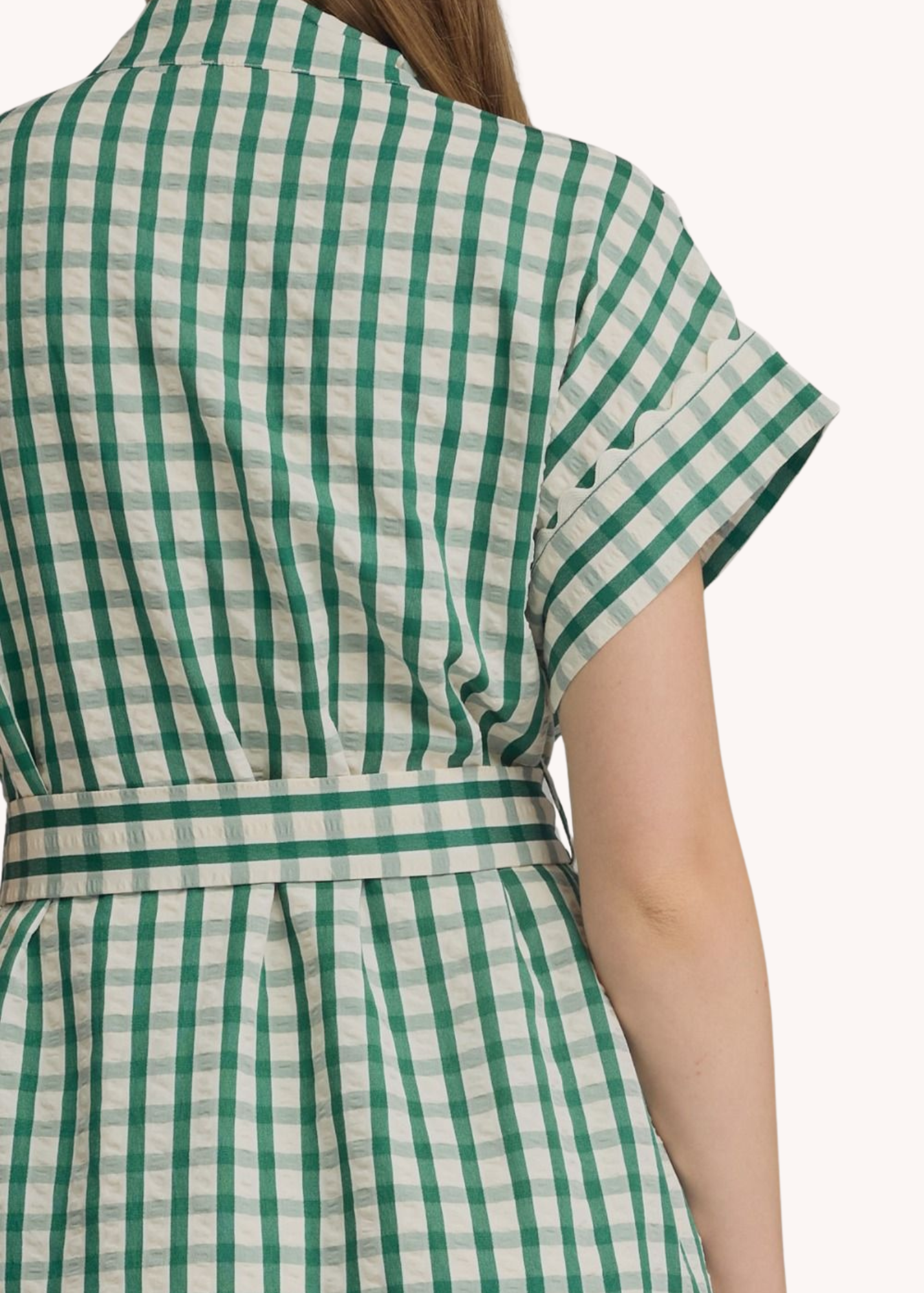 Madeline Gingham Mini Dress in Hunter Green