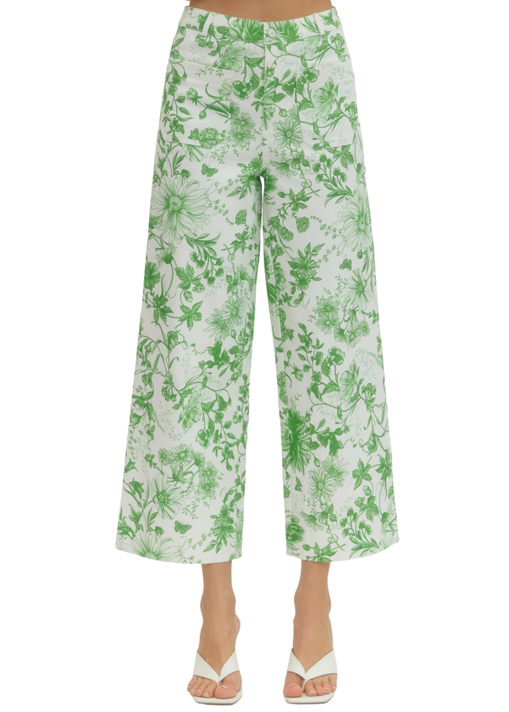 Amelia Pants in Green Toile