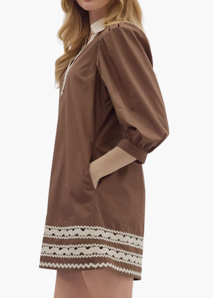 Lina Mini Dress in Brown