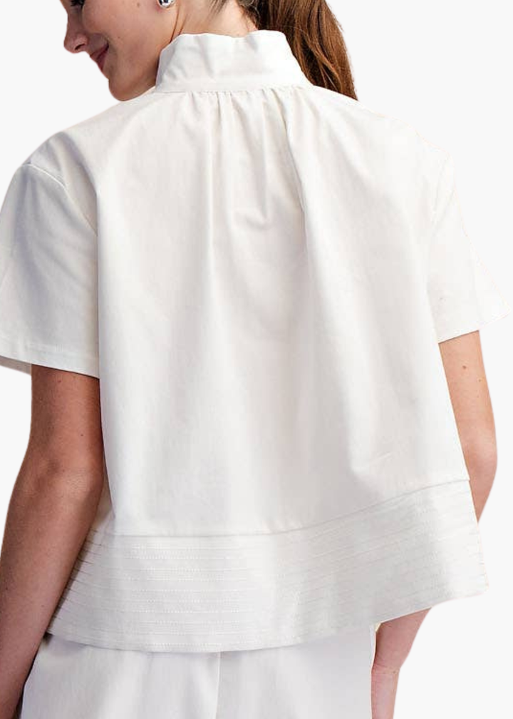 Chloe Stand Collar Top in White