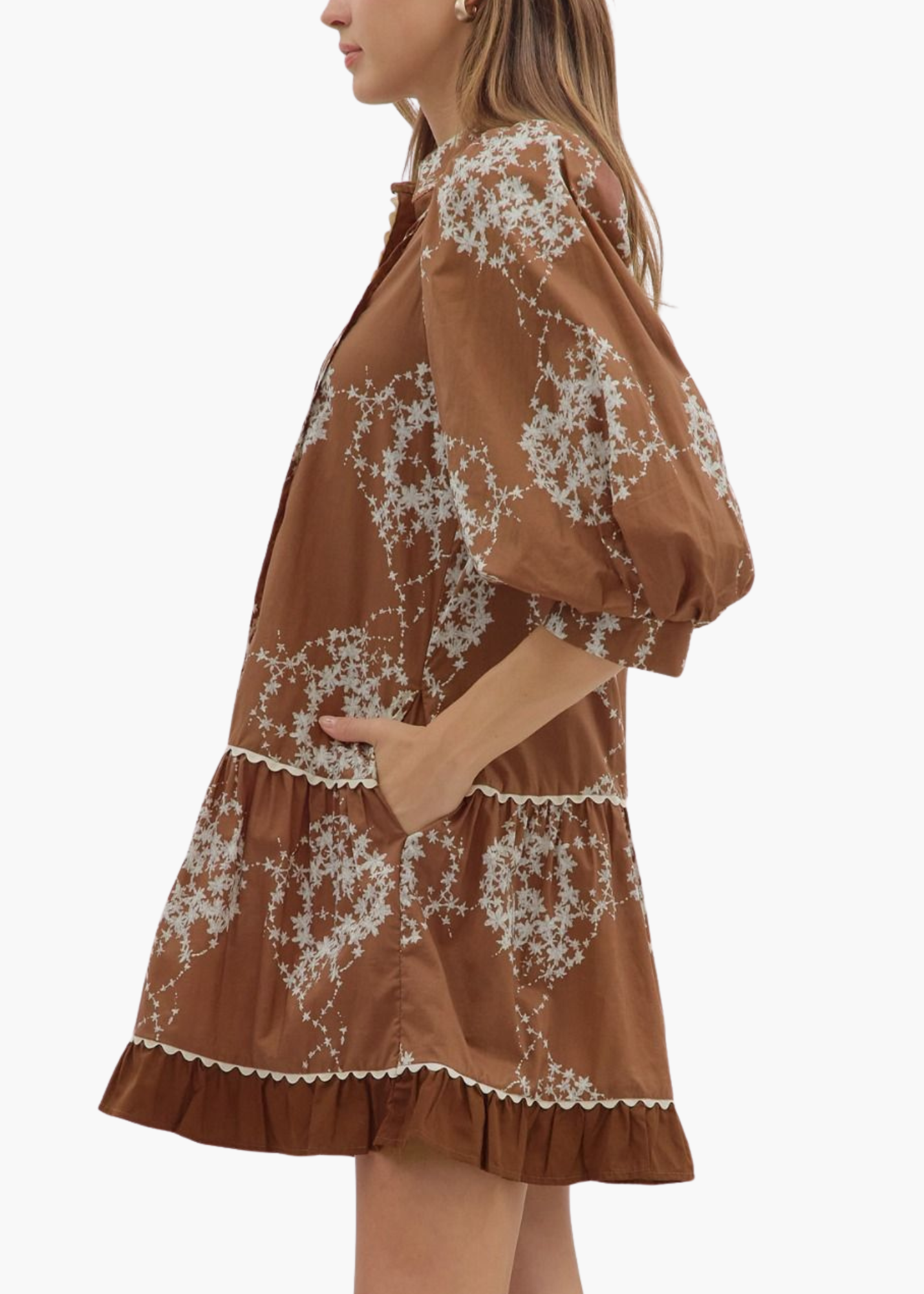 Marion Mini Dress in Brown
