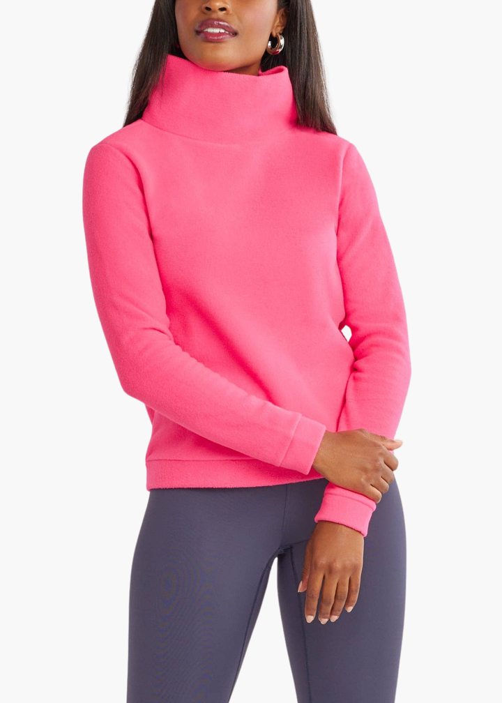 Park Slope Turtleneck in Vello Fleece (Neon Pink)