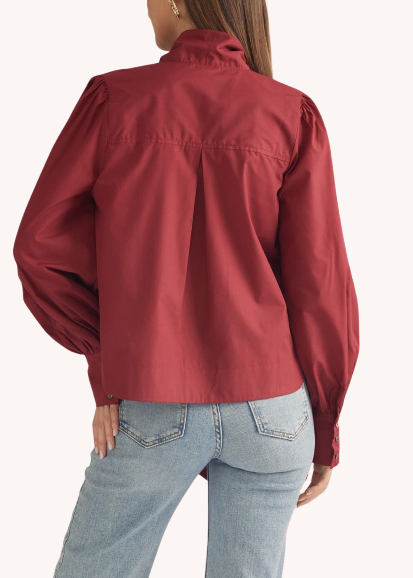 Dylan Cotton Neck Tie Top in Burgundy