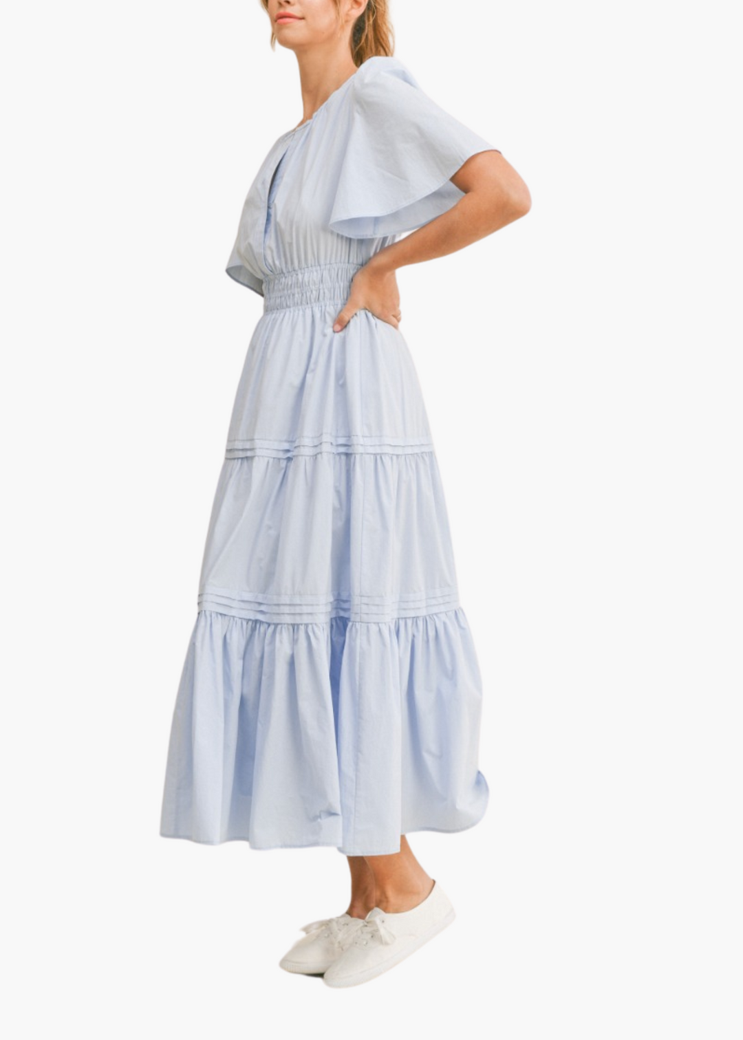 Eloise Midi Dress in Light Blue
