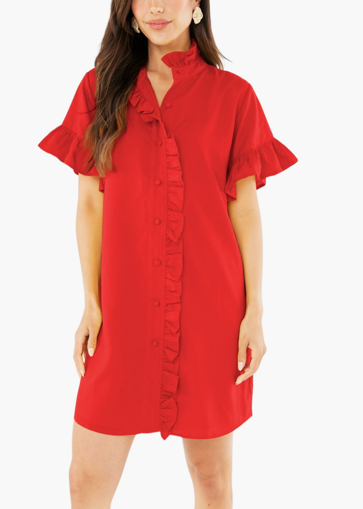 Katie Dress Red Linen